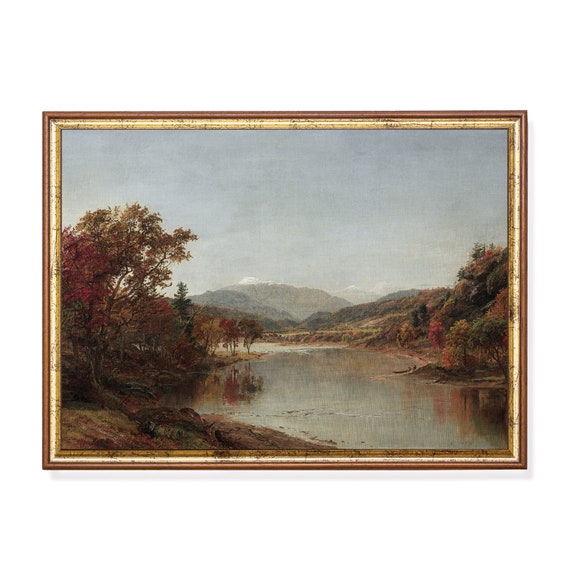 Autumn Landscape Vintage Fall Painting Rustic Moody Prints Antique Country Decor Wall Art Fine Art