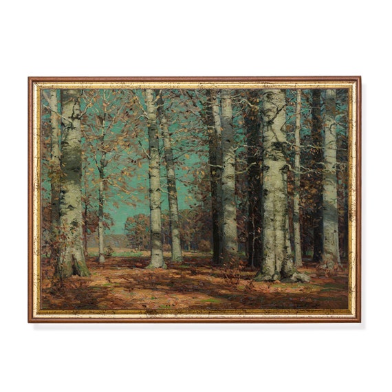 Vintage Landscape Painting Antique Country Landscape Rustic Nature Forest Print Wall Art Fine Art Print