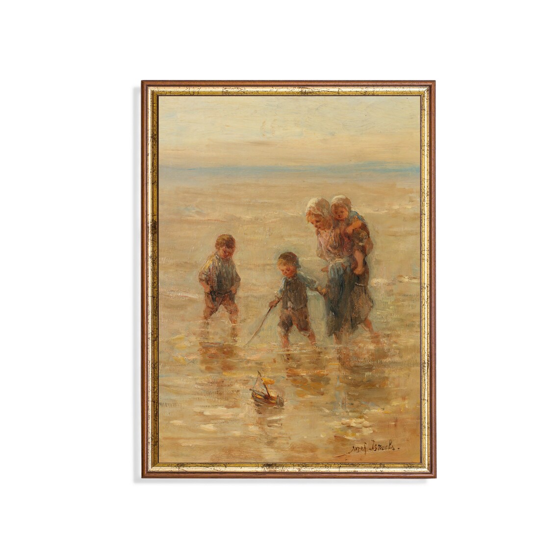 Vintage Children Playing In The Surf, Coastal Art Print
