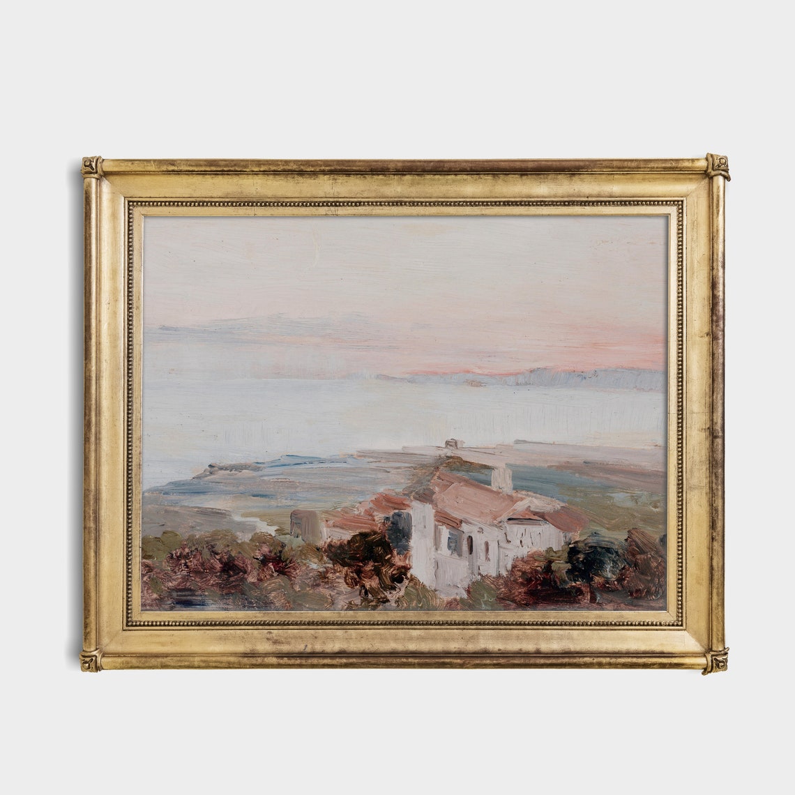 Coastal Village at Dusk with Whitewashed Houses Seascape Poster - Image 3