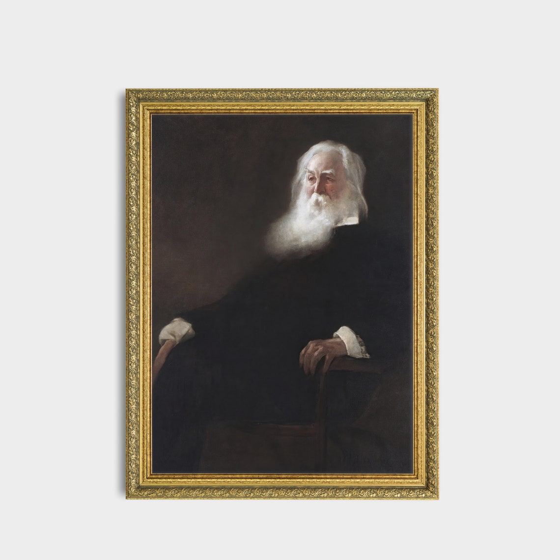 Vintage Portrait Painting Antique Gentleman Portrait Moody Rustic Print Old Man With Beard Wall Art - Image 3