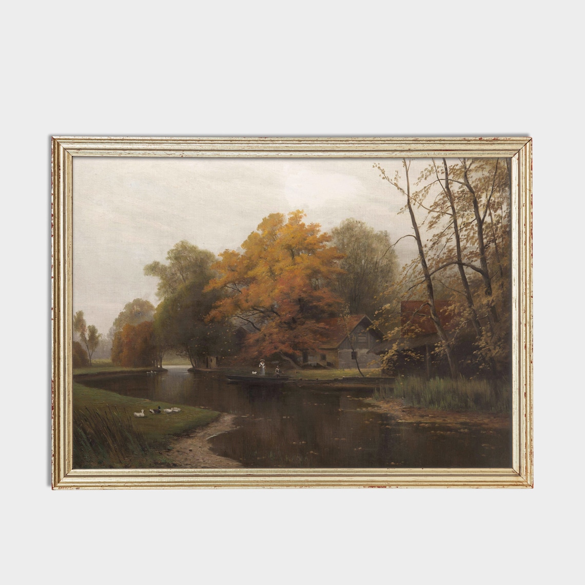 Vintage Autumn Landscape of a Riverbend With Golden Trees Poster - Image 4