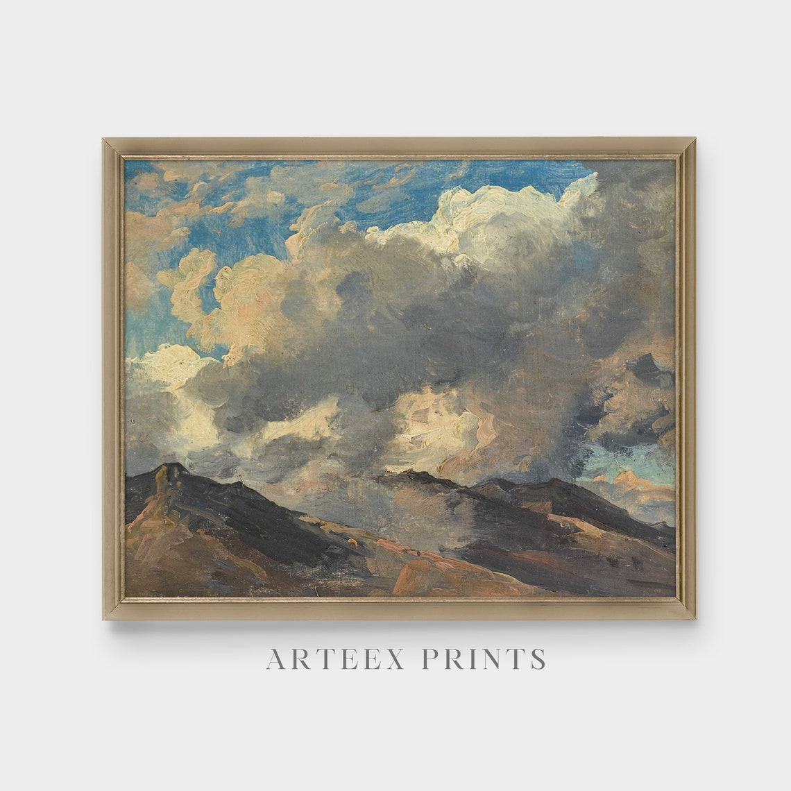 Dramatic Storm Clouds Over Dark Mountains Vintage Sky Poster - Image 4