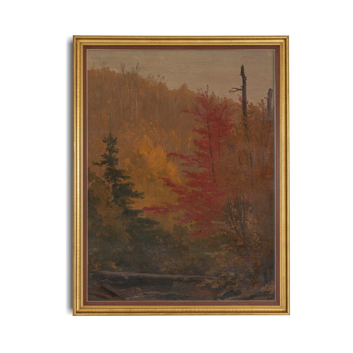 Blazing Red Maple Tree in Golden Autumn Woods Vintage Forest Poster - Image 4