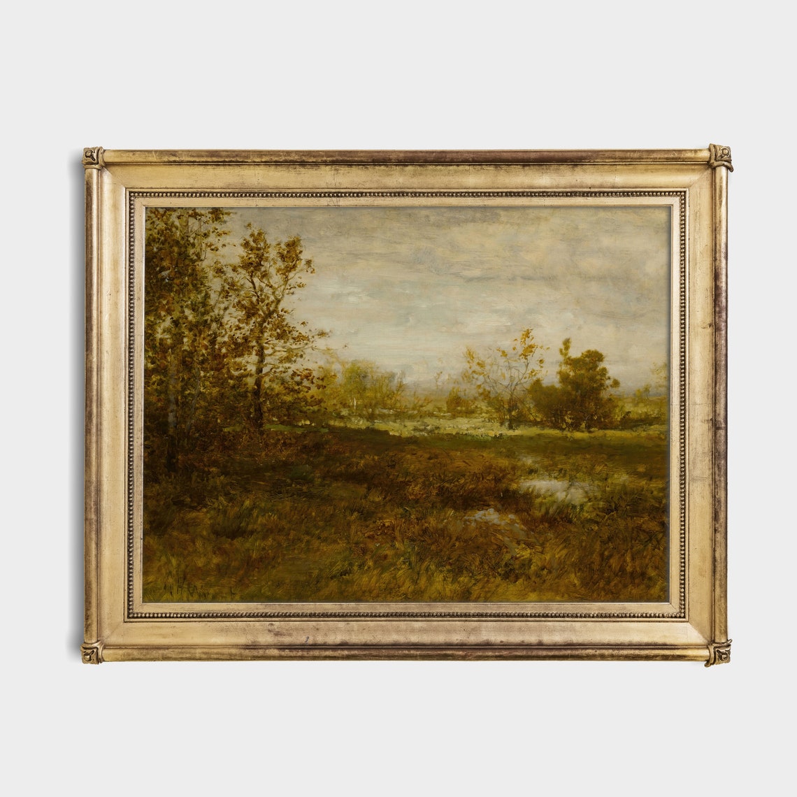Open Marsh Meadow with a Still Reflecting Pool in Vintage Tones Poster - Image 2