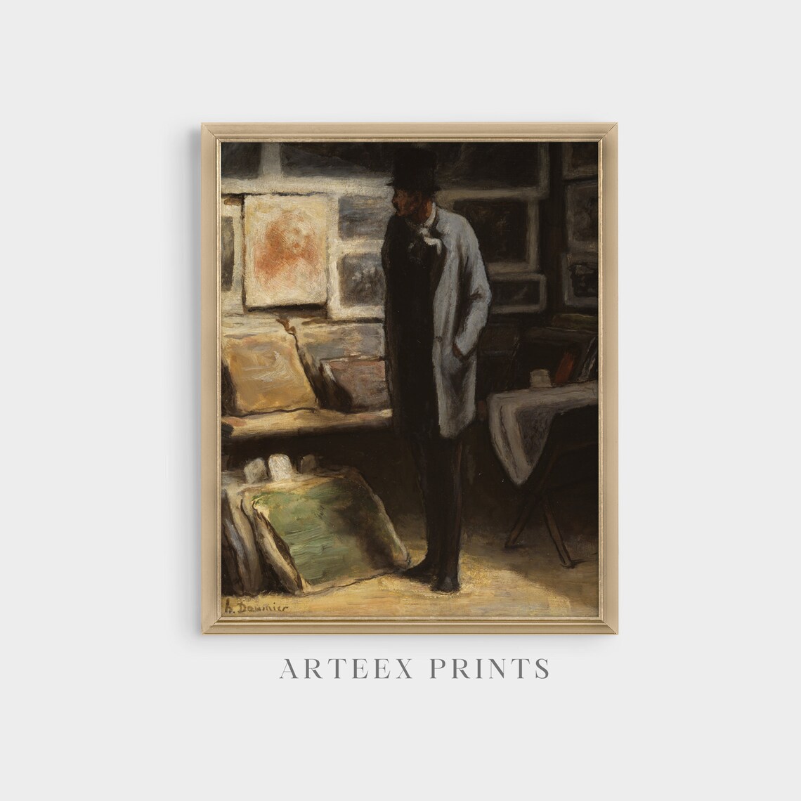 The Art Connoisseur in the Studio Oil Painting Antique Poster - Image 4