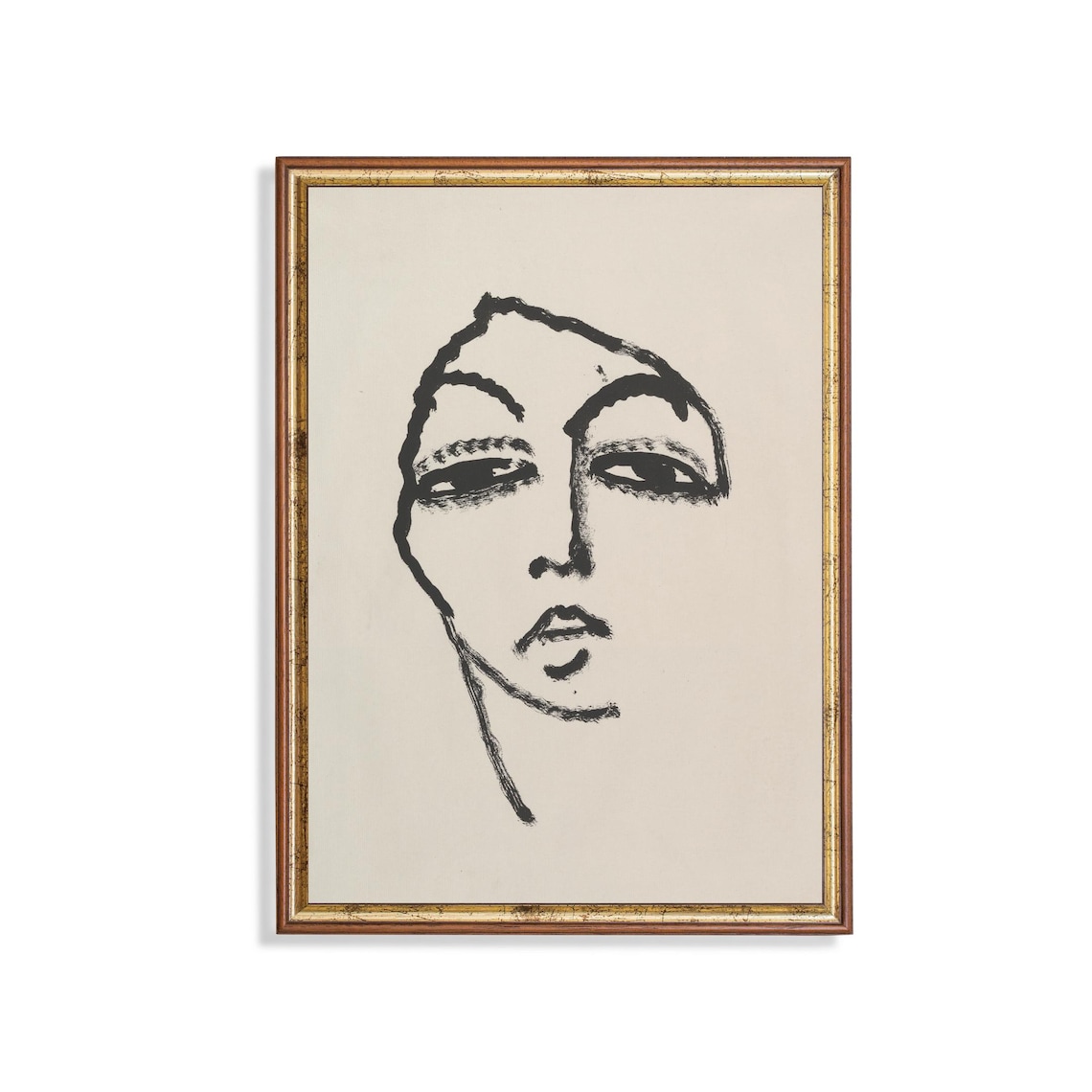 Vintage Abstract Woman Portrait, Rustic Wall Art Print