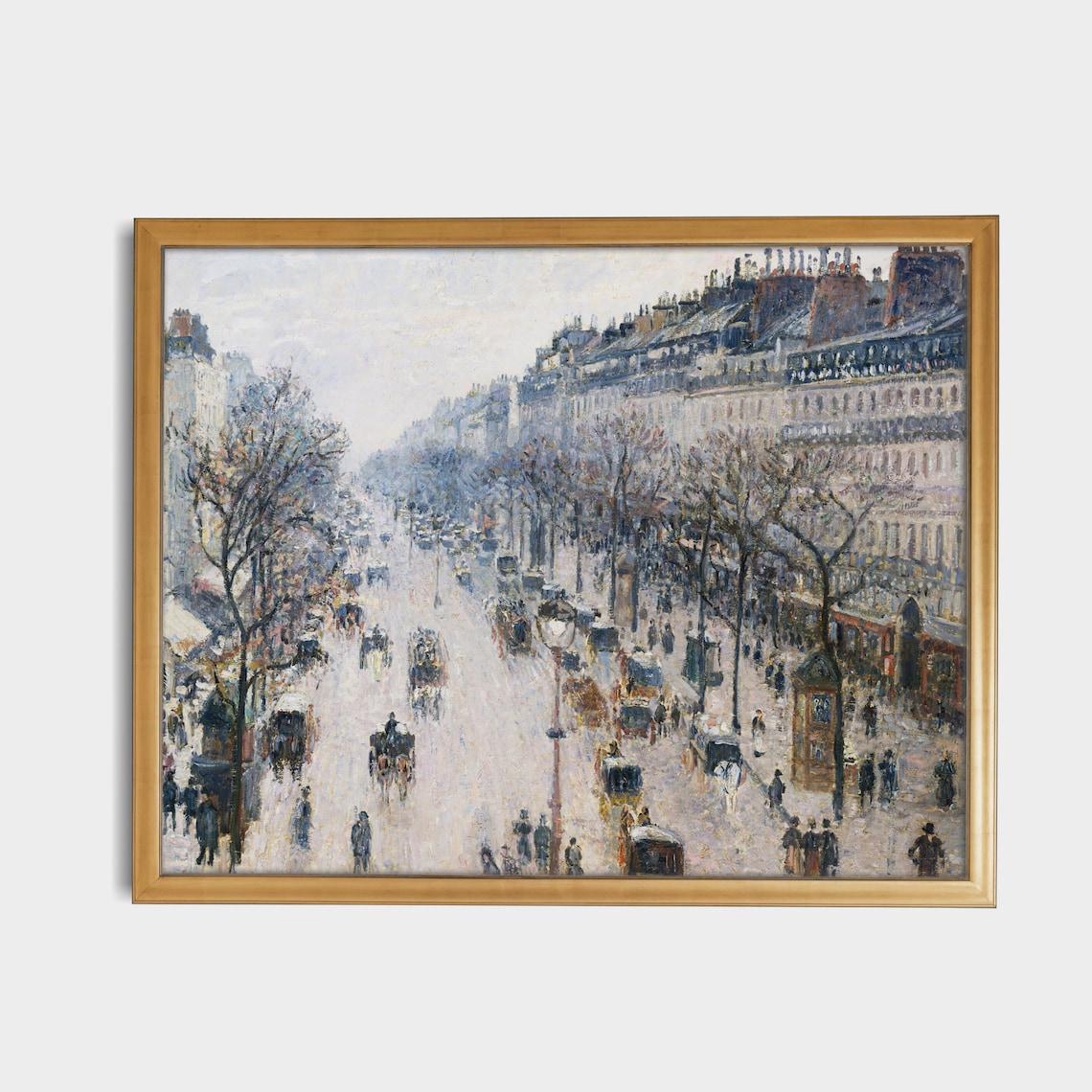 Paris Boulevard in Winter With Horse Carriages Vintage City Poster - Image 3