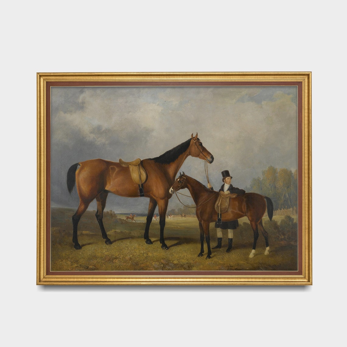 Vintage Horse Painting Antique Equestrian Oil Painting Print Farmhouse Decor Wall Art 18th Century Art - Image 2