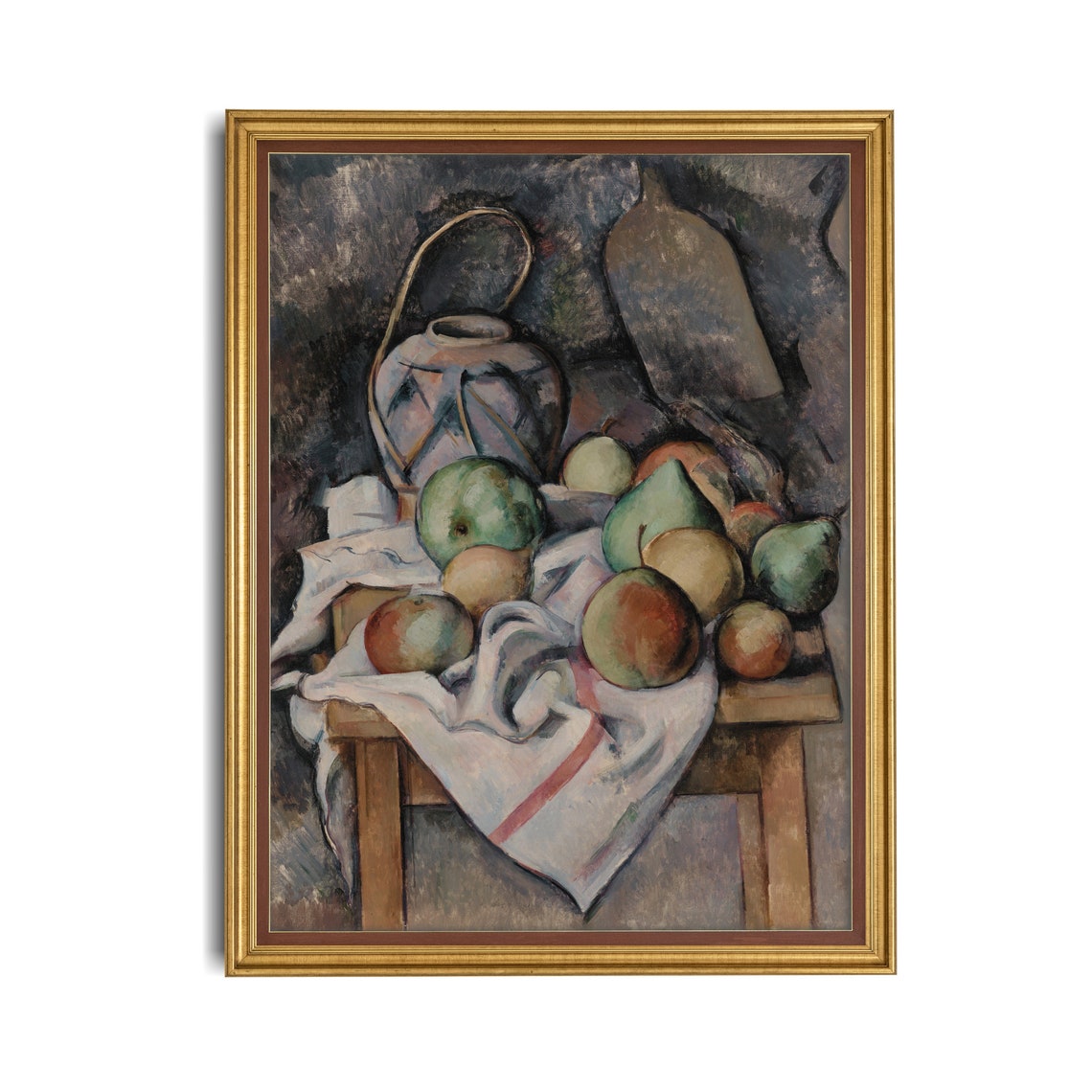 Still Life with Ginger Jar Pears and Apples Vintage Painting Poster - Image 5