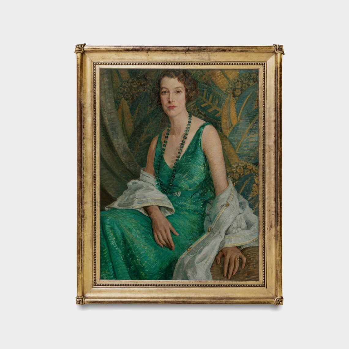 Art Deco Woman Portrait in an Emerald Green Gown Vintage Poster - Image 4