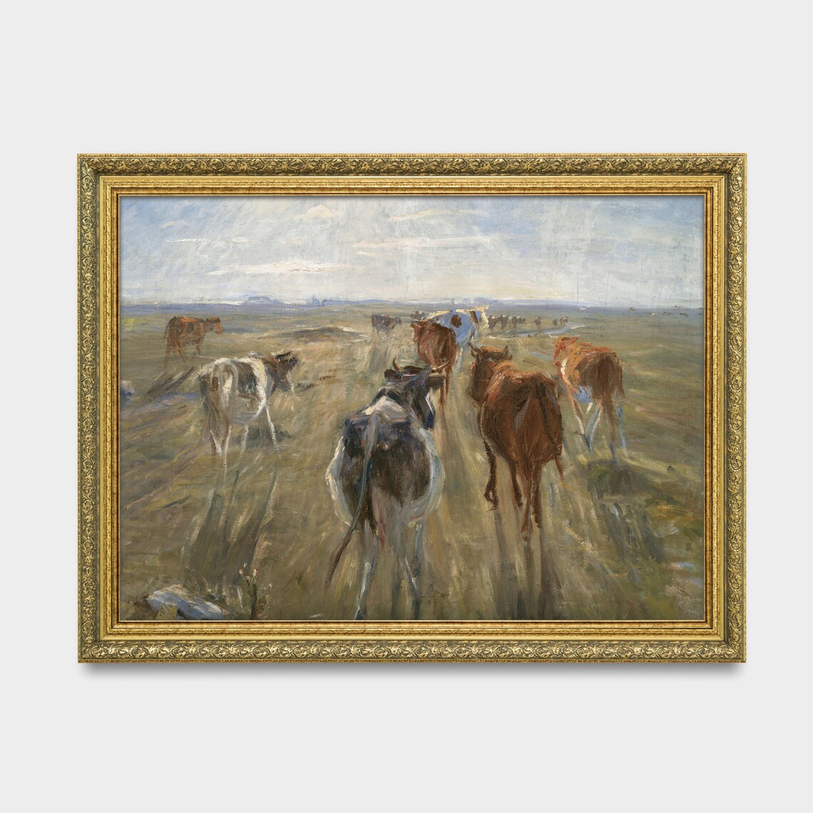 Vintage Cattle Oil Painting, Rustic Farmhouse Art Print - Image 2