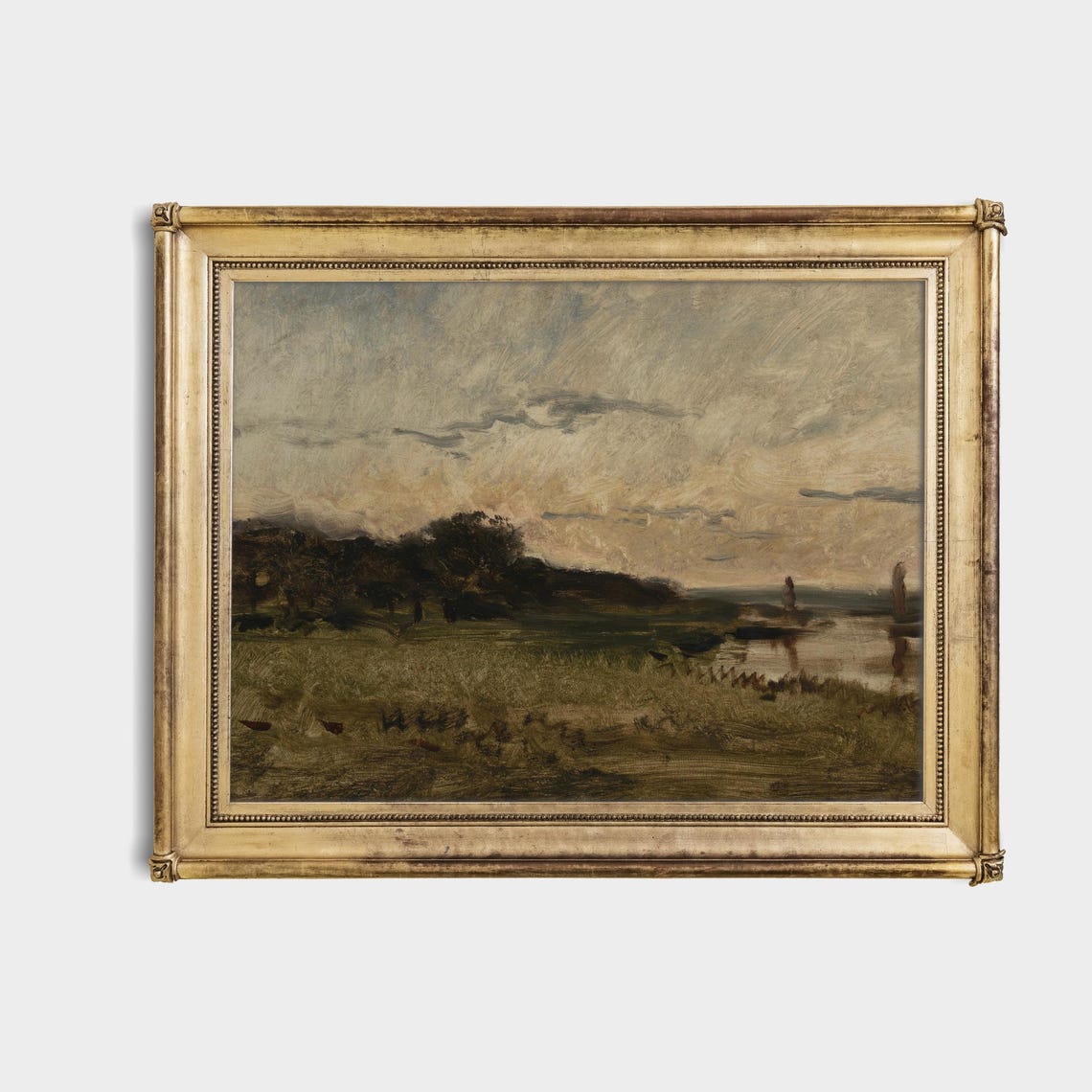 Impressionist River Meadow With Distant Sailboats Painting Poster - Image 4