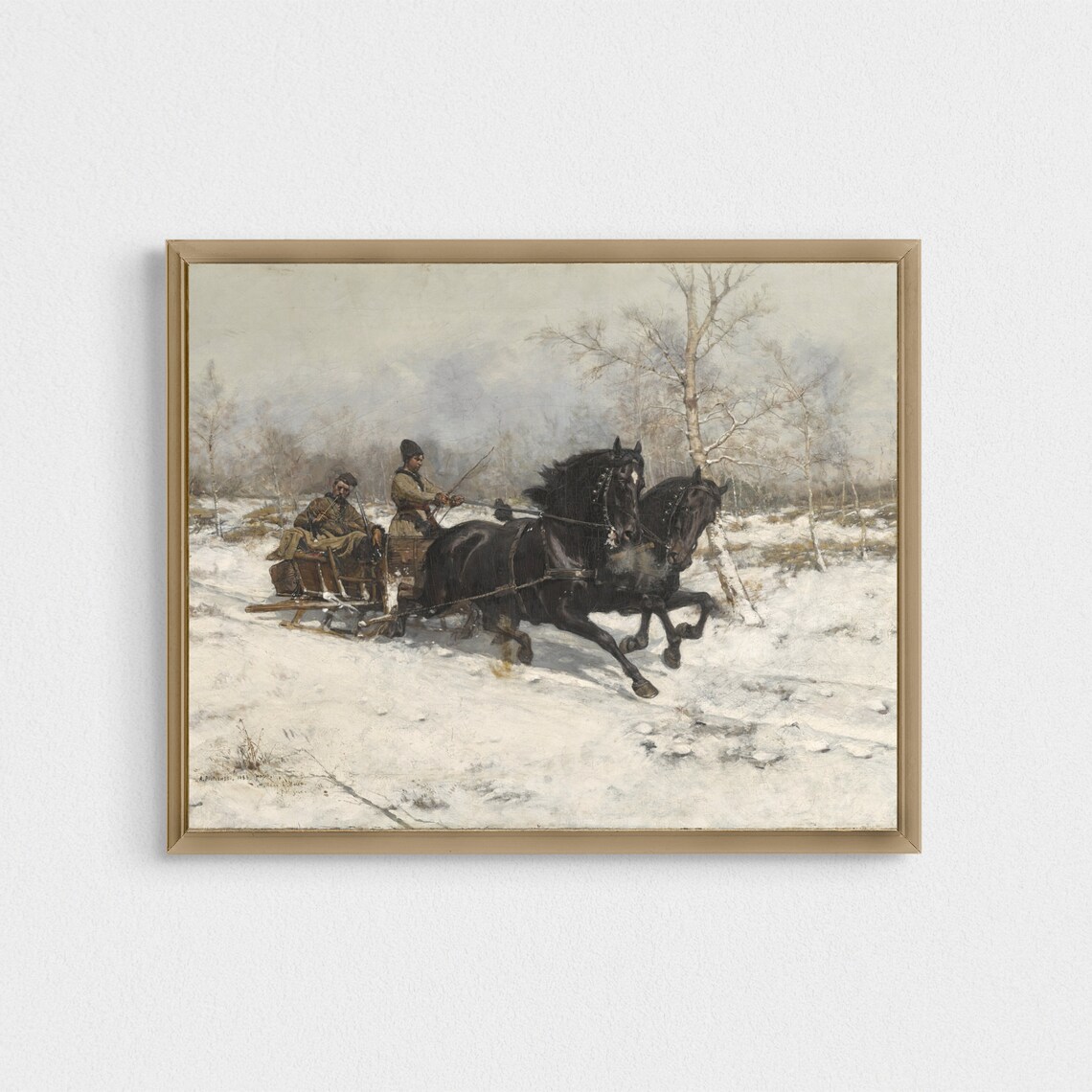 Winter Snowy Landscape Vintage Christmas Art Print - Image 3