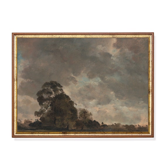 Vintage Cloud Painting Antique Cloud Study Rustic Sky Fine Art Print Landscape Wall Art Farmhouse Decor