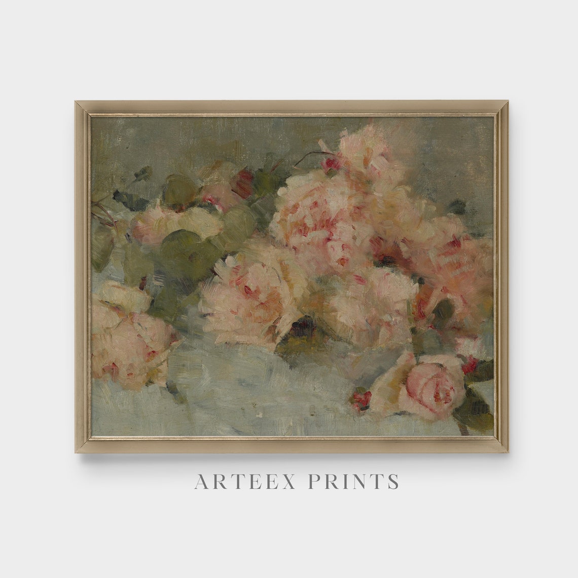 Vintage Roses Painting Still Life With Flowers Antique Floral Print Moody Rustic Painting Wall Art - Image 5