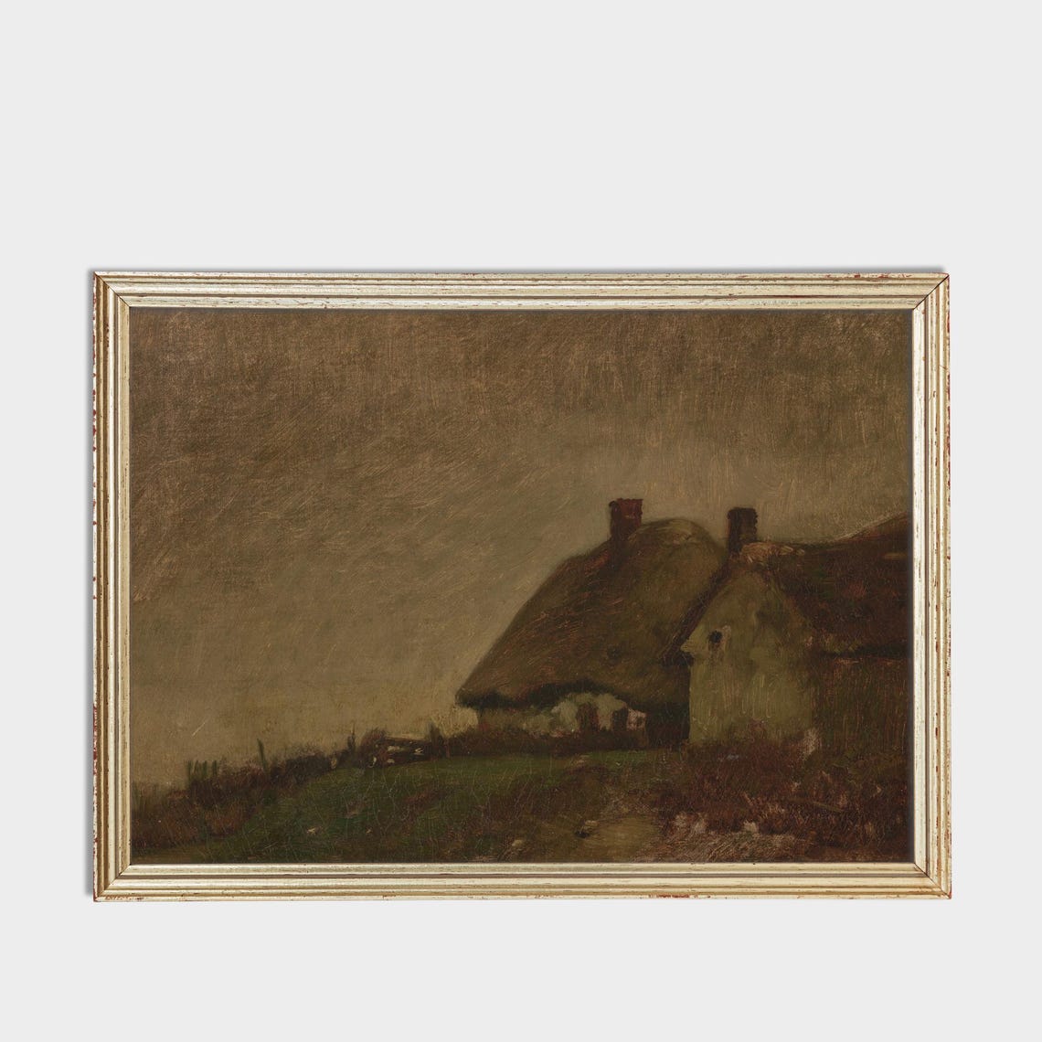 Atmospheric Thatched Cottages at Dusk Moody Rustic Countryside Poster - Image 3