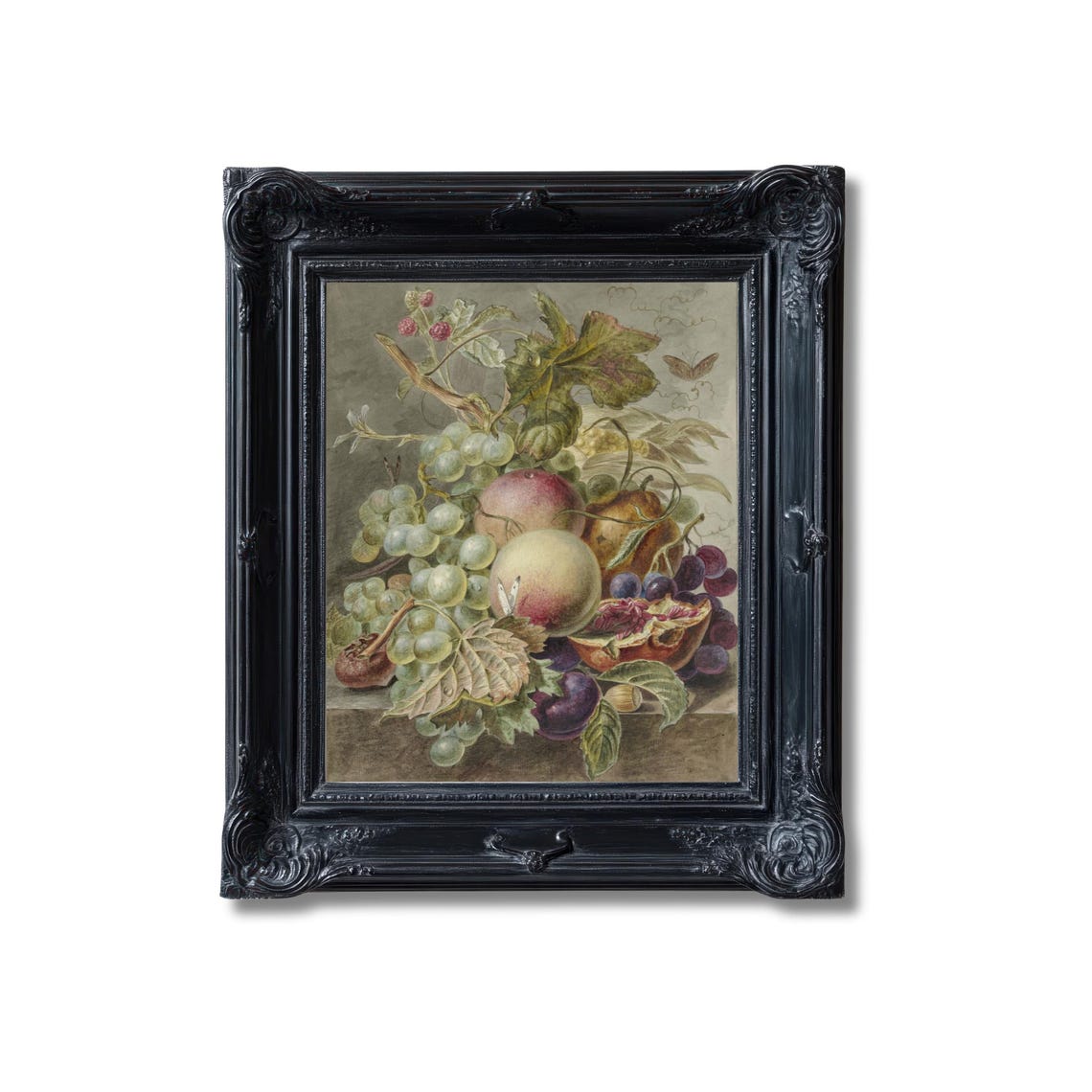 Vintage Fruit Still Life Grapes Peaches Antique Botanical Poster - Image 2