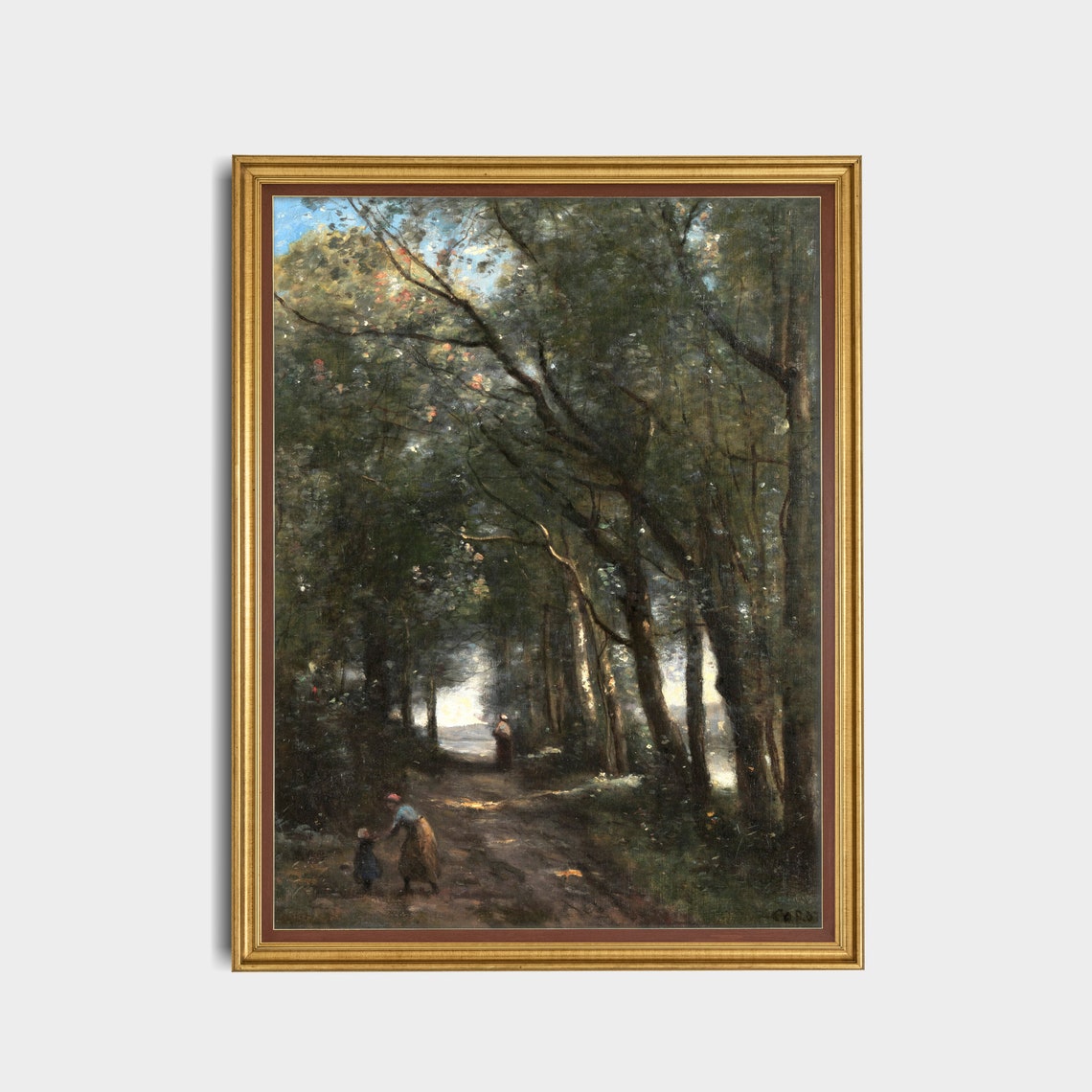 Shaded Forest Path with Strolling Figures Antique Woodland Poster - Image 5