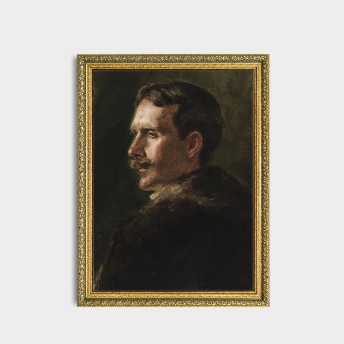 Moody Vintage Gentleman Portrait With Mustache Dark Art Poster - Image 3