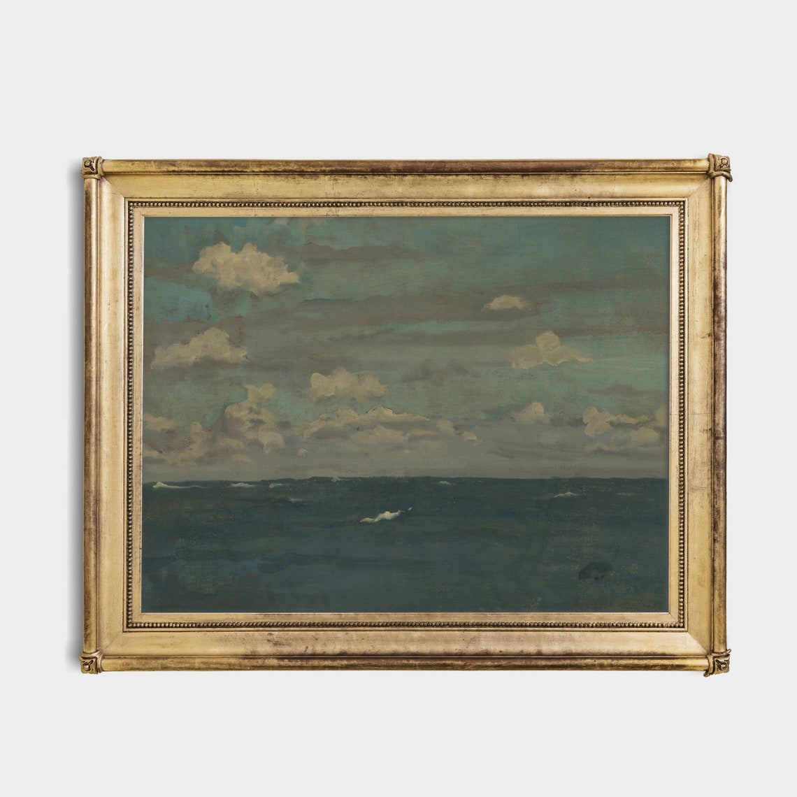 Dark Teal Open Ocean Under Scattered Clouds Moody Marine Poster - Image 2
