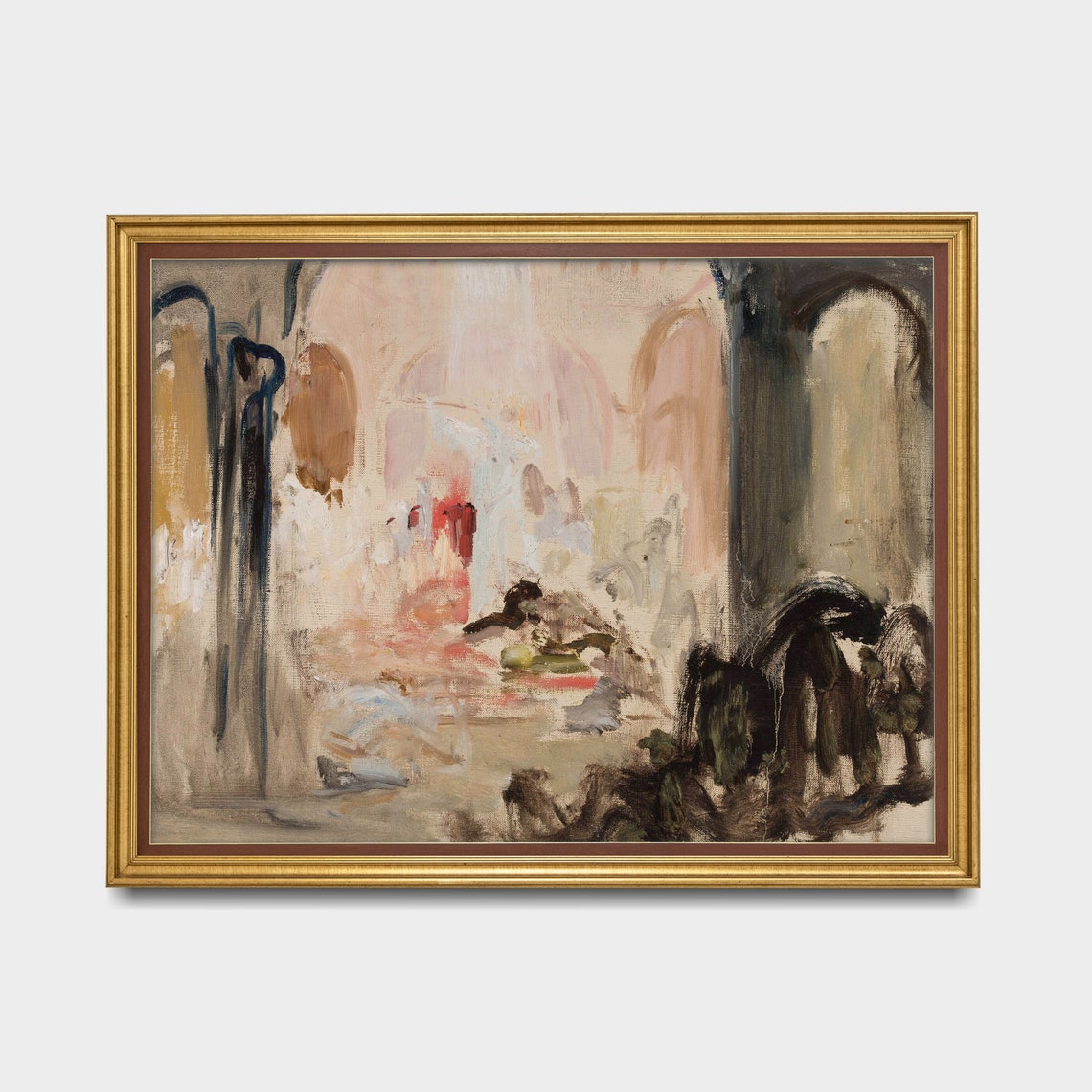 Soft Pastel Cathedral Interior Impressionist Sketch Art Poster - Image 5