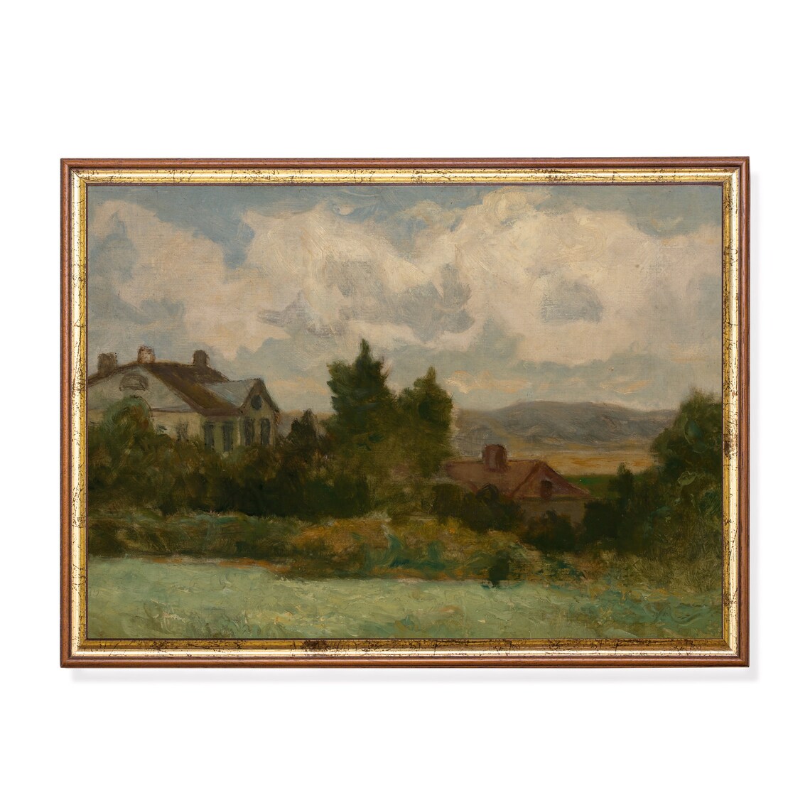 Moody Country Scenery Landscape Art Print, Vintage