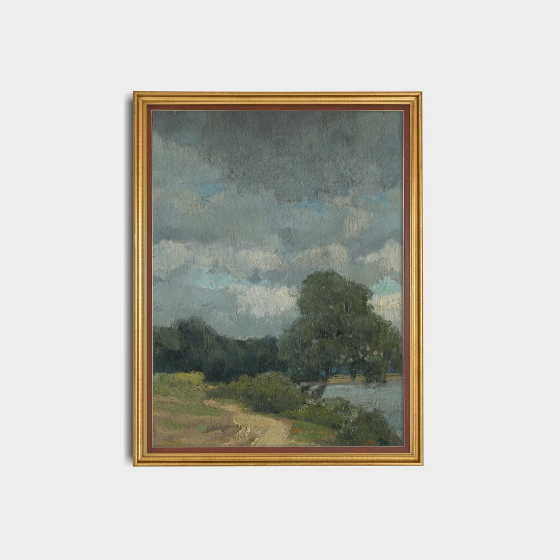 Stormy Country Path Landscape with Lone Tree Antique Art Poster - Image 3