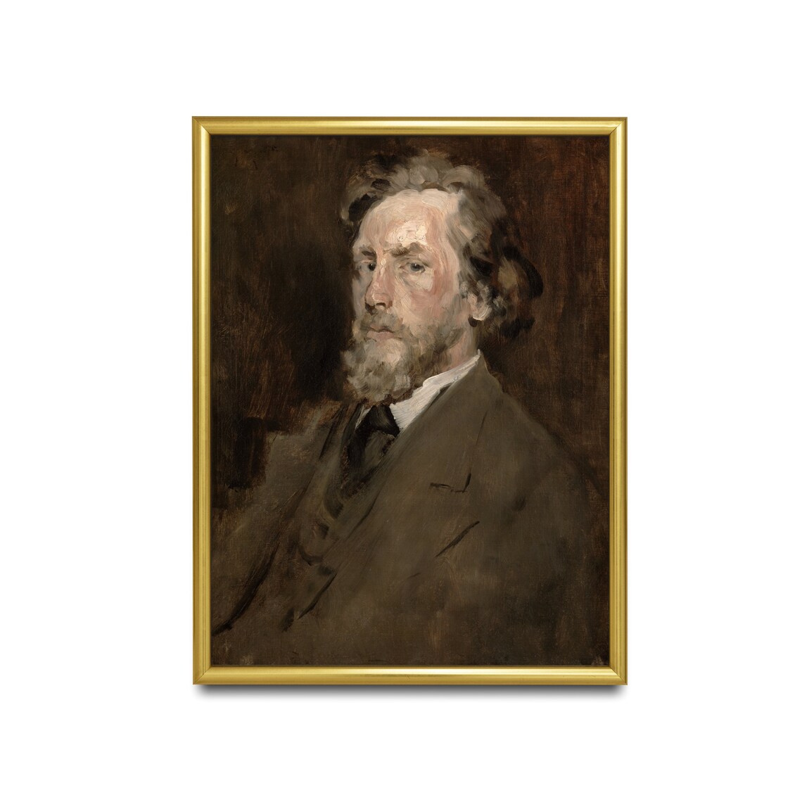 Bearded Gentleman Loose Dark Oil Sketch Vintage Portrait Study Poster - Image 4
