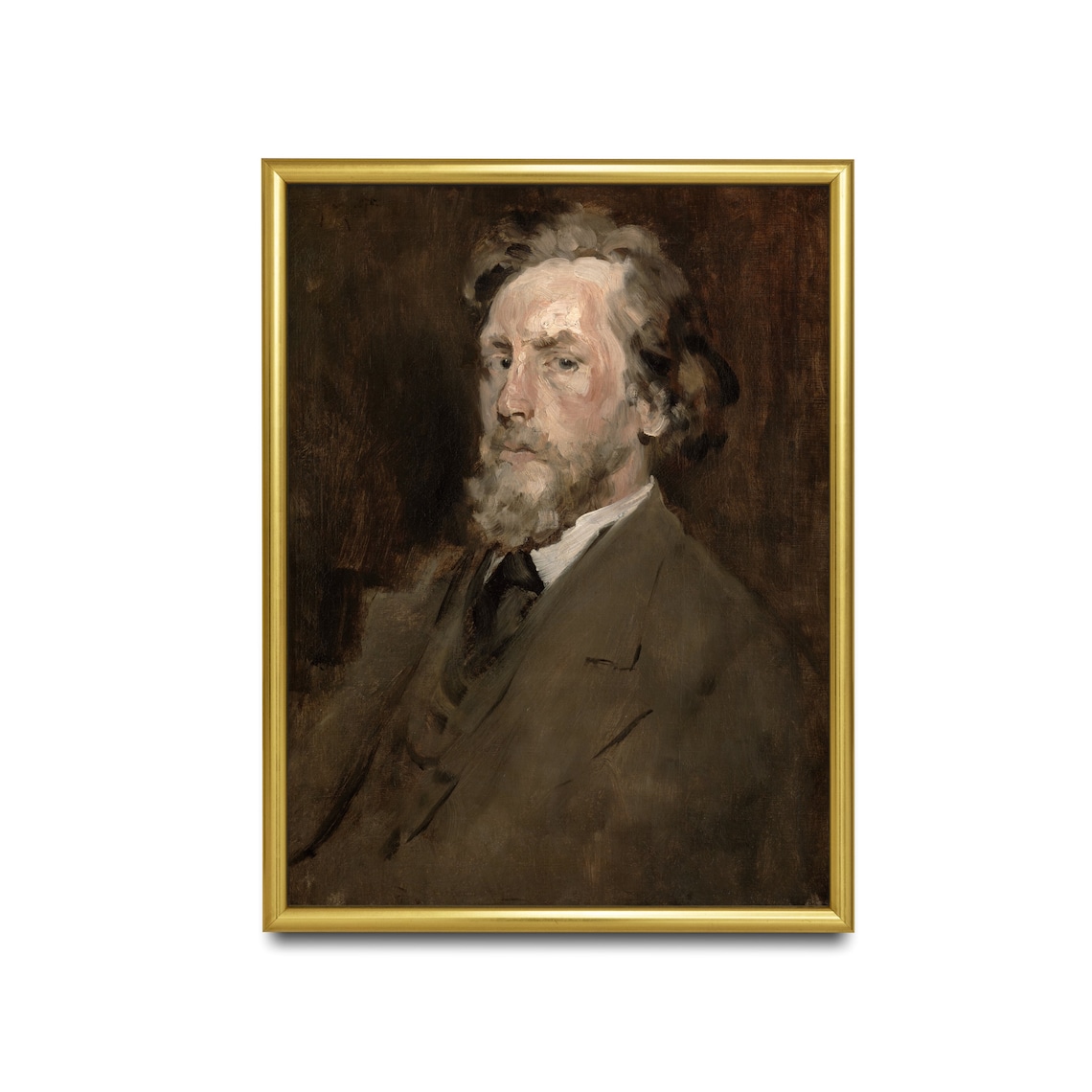 Sketchy Portrait of a Bearded Victorian Gentleman Oil Wall Art - Image 2