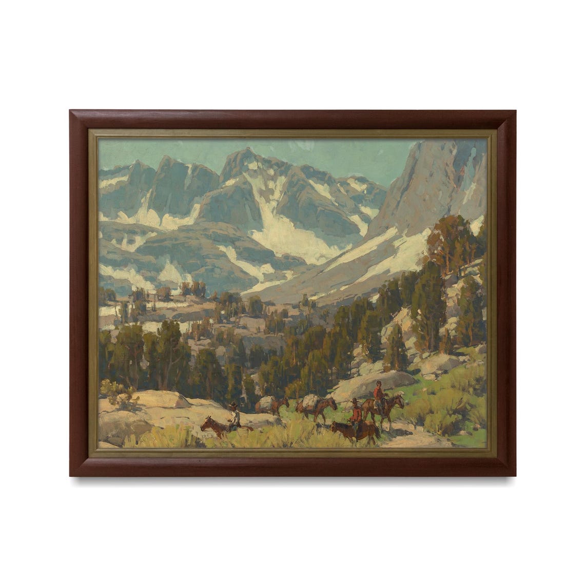 Western Mountain Pack Train Riders Crossing an Alpine Meadow Poster - Image 3