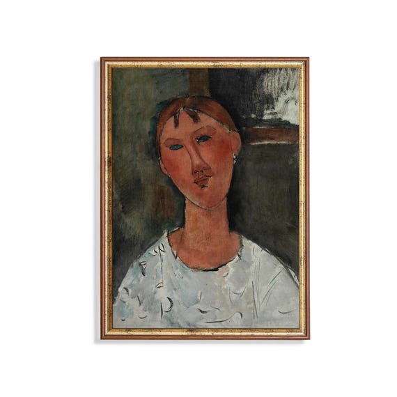 Mailed Print Vintage Portrait Painting Antique Woman Portrait Moody Rustic Print 18th Century Fine Art Printed And Shipped