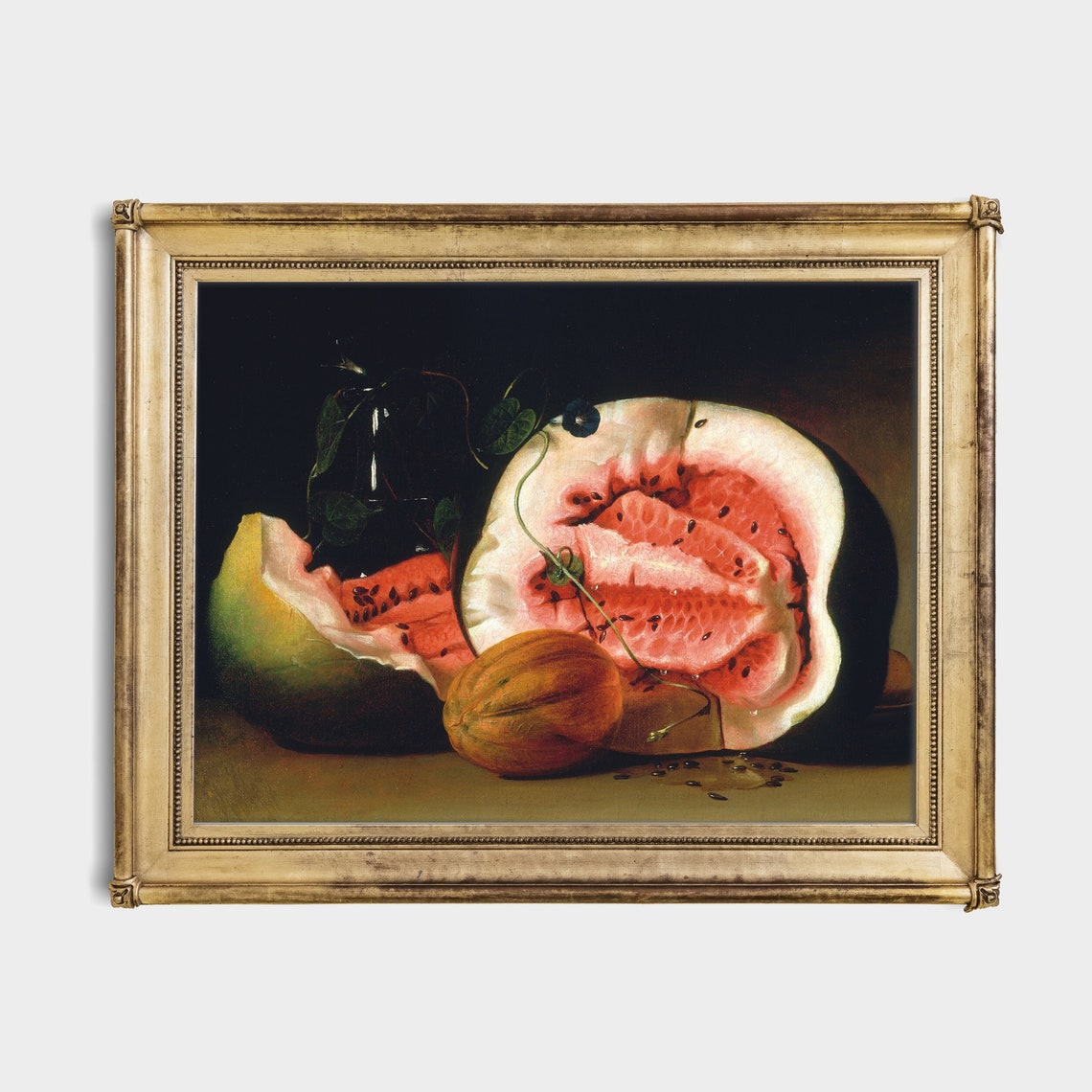 Sliced Watermelon And Cantaloupe Melons Vintage Still Life Poster - Image 2
