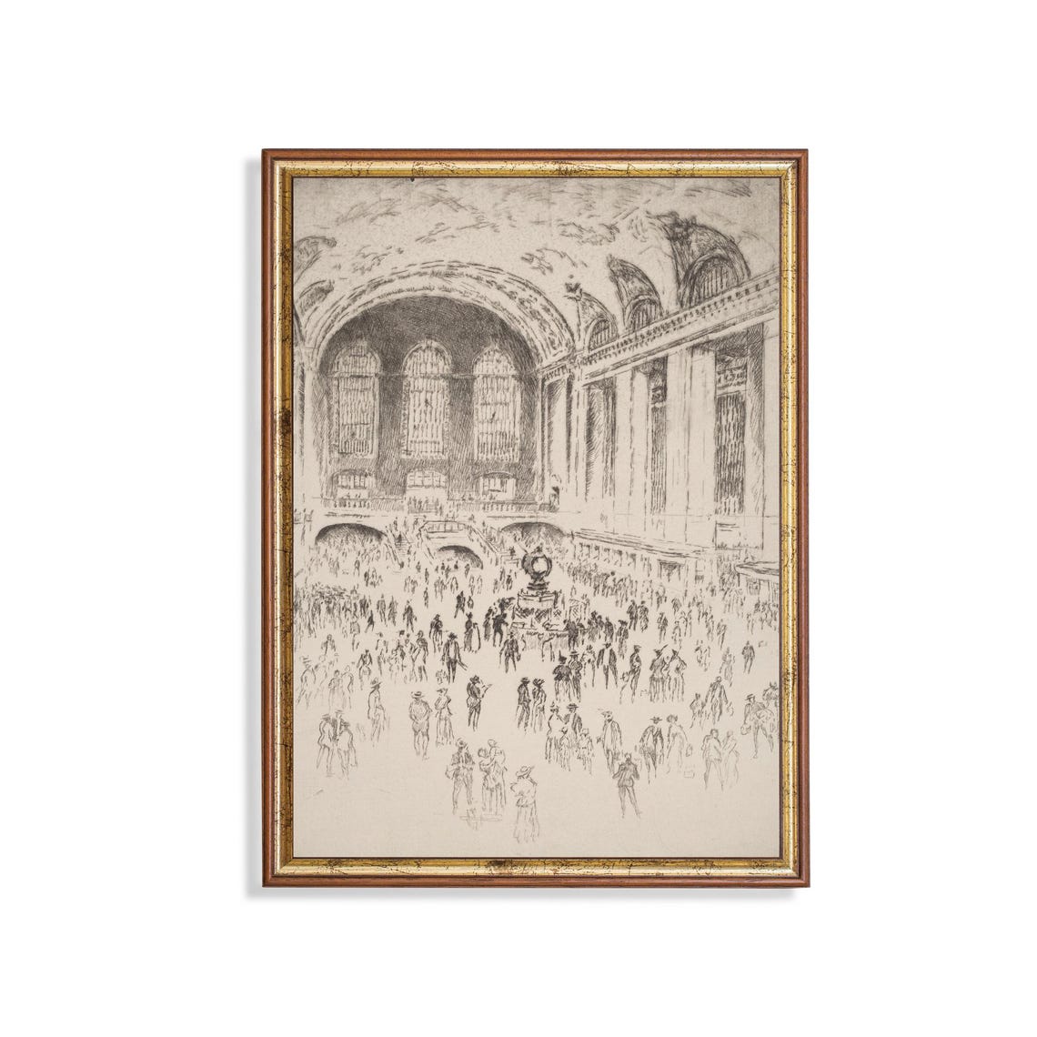 Grand Central Terminal Main Concourse Crowded Ink Sketch Poster