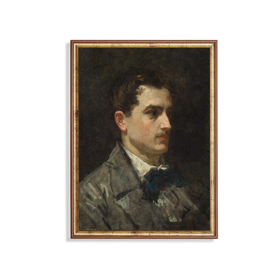 Mailed Print Vintage Portrait Painting Gentleman Portrait Antique Rustic Man Print Moody Victorian Print Physical Art Print