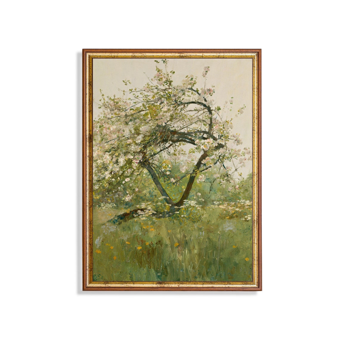 Blossoming Apple Tree in a Wildflower Meadow Painting Poster