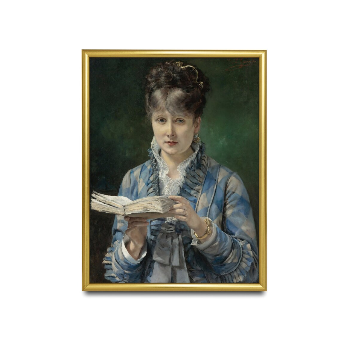 Vintage Woman Reading Book Portrait, Fine Art Print - Image 2