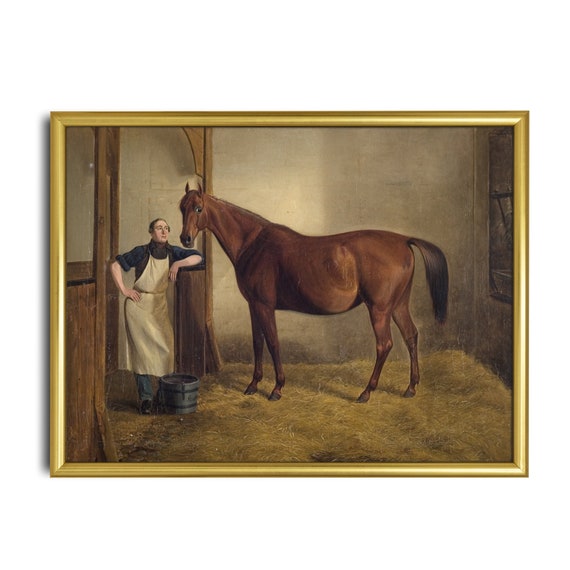 Printed And Shipped Vintage Horse Painting Antique Equestrian Print Moody Rustic Animal Fine Art Farmhouse Decor Physical Prints