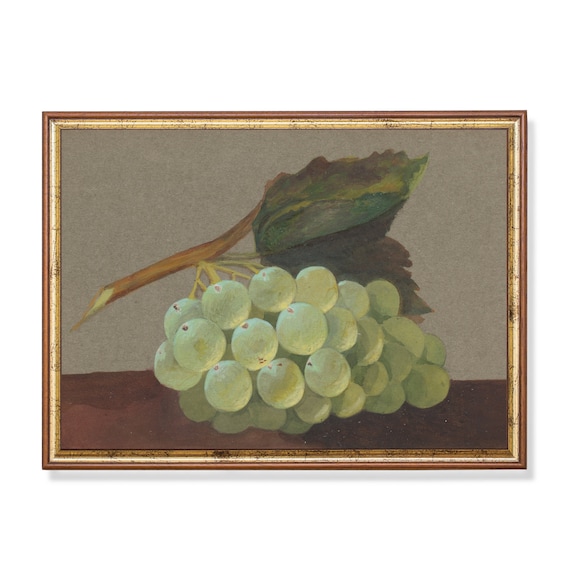 Print And Ship Vintage Still Life With Grapes Antique Fruits Print Farmhouse Decor Rustic Art Mailed Print Kitchen Wall Art