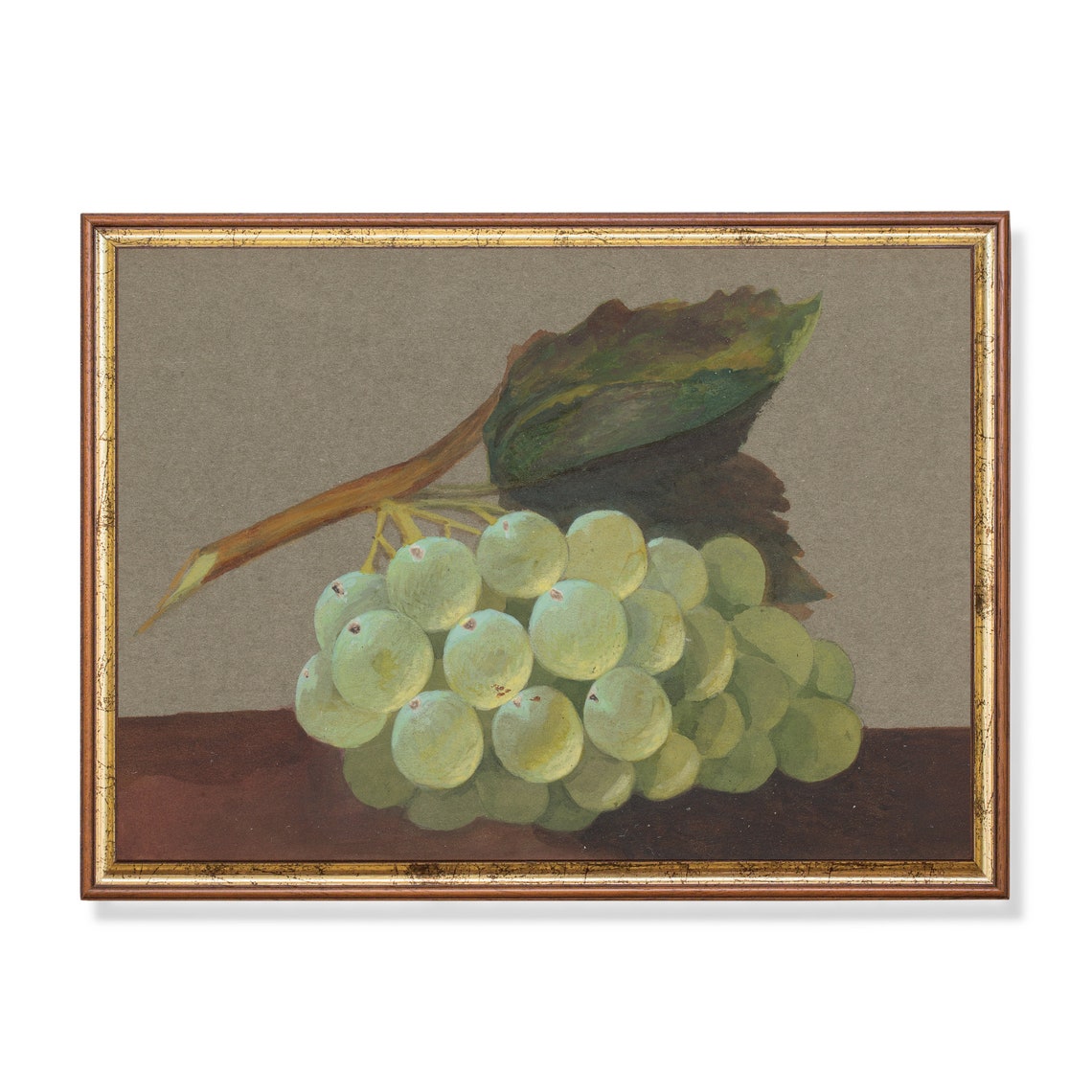 White Grapes Cluster Antique Fruit Still Life Oil Painting Poster