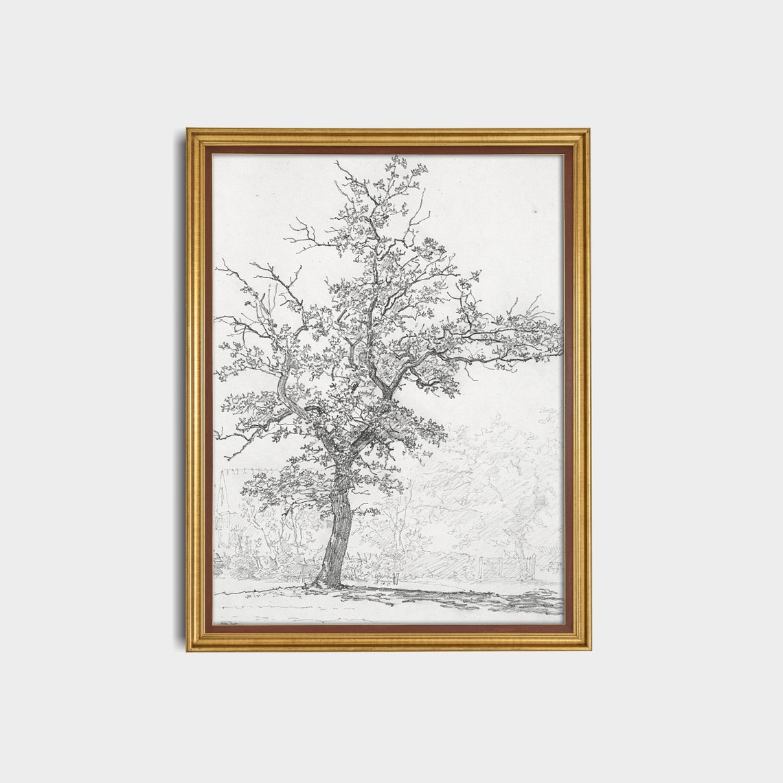 Vintage Tree Sketch Drawing Antique Sketch Print Neutral Art Wall Art Forest Drawing Instant Farmhouse Decor - Image 3