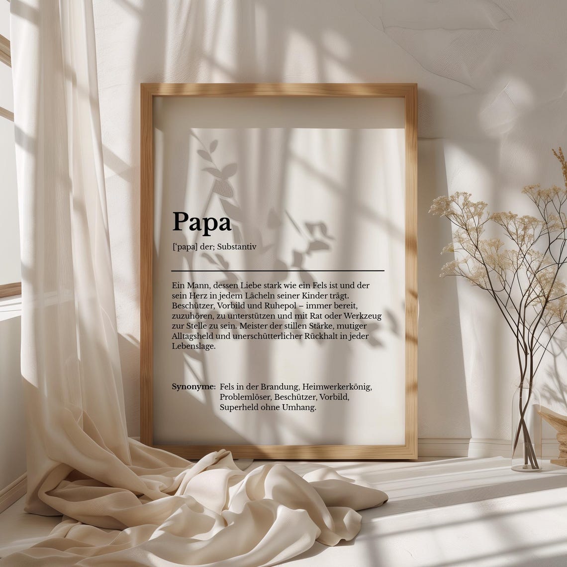 Papa Definition German Dictionary Style Fathers Day Gift Wall Poster