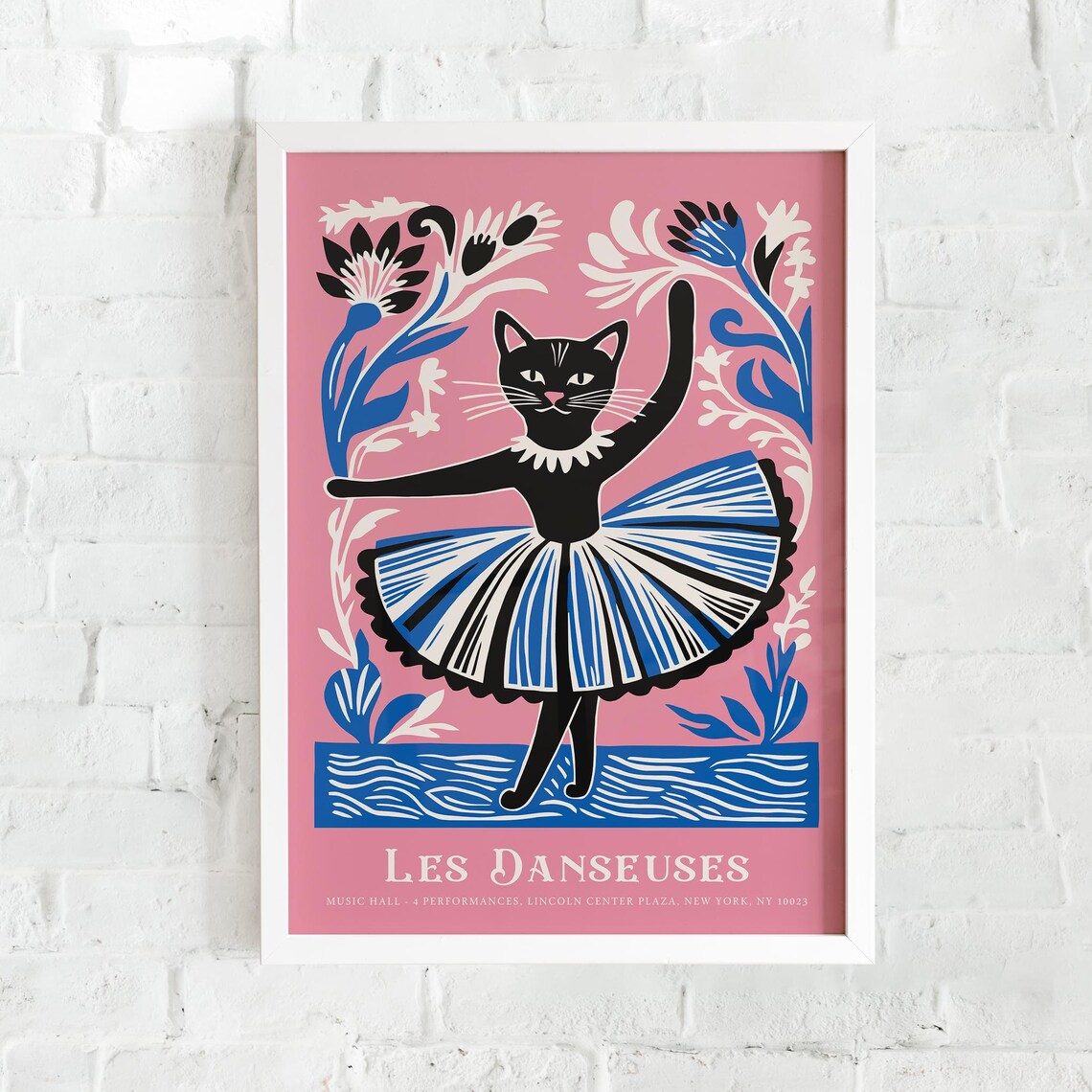 Les Danseuses Ballet Cat Pink Ballerina Kitty New York Art Poster