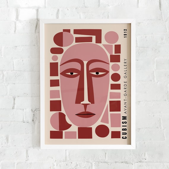 Cubist Face Art Print Abstract Geometric Wall Decor Modern Minimalist Poster Avant Garde Gallery Wall Art Large Cubism Art Modern Print