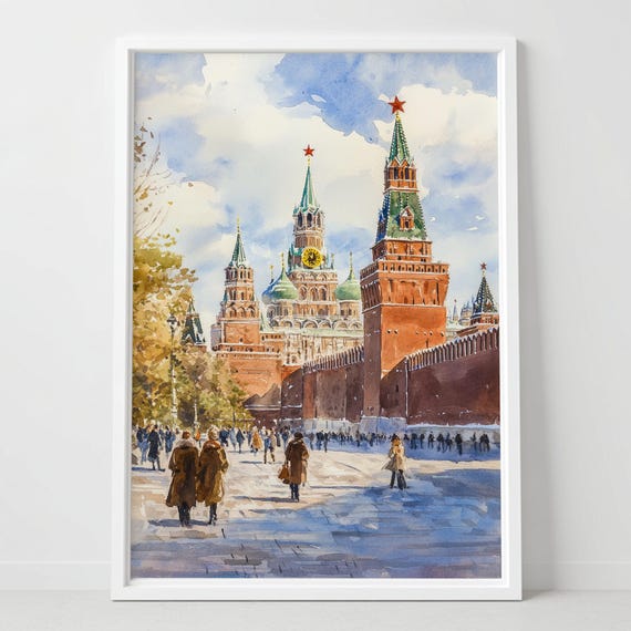 Moscow Kremlin Travel Poster, Russia Cityscape