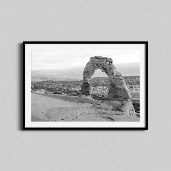 Delicate Arch Arches National Park Utah Black White Landscape Photo Poster