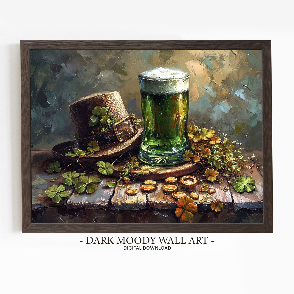 St Patricks Day Hat And Beer Prints Rustic Clover Wall Art Irish Art Gifts Irish Wall Decor Shamrock Print Decor
