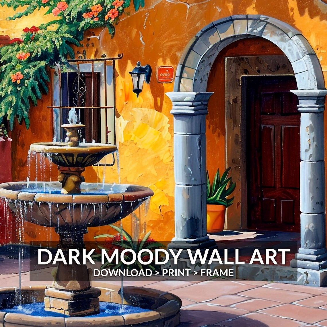Mexican Courtyard Garden Art Print, Traditional Decor - Image 6