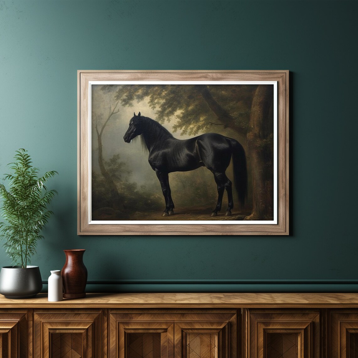 Antique Black Horse Wall Art Print, Rustic Farmhouse - Image 3
