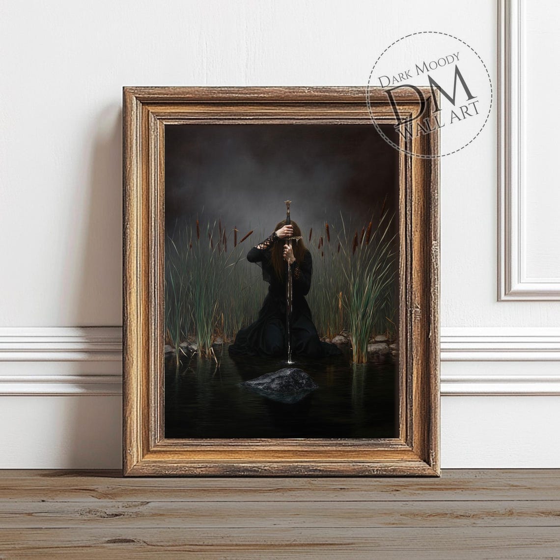 Gothic Woman With Sword Art Print Dark Lady Of The Lake Wall